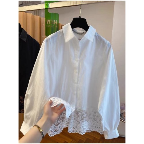 atasan kemeja gaya baru warna solid untuk wanita kelas atas